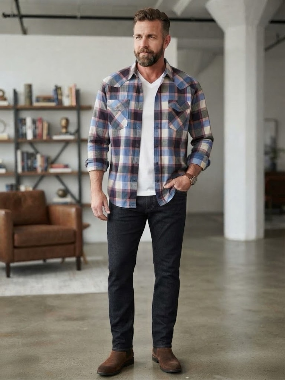 Wrangler Cowboy Wash Plaid Button Down Shirt Large New with Tags